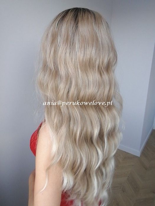 Peruka LACE FRONT blond balejaż fale włosy na co dzień