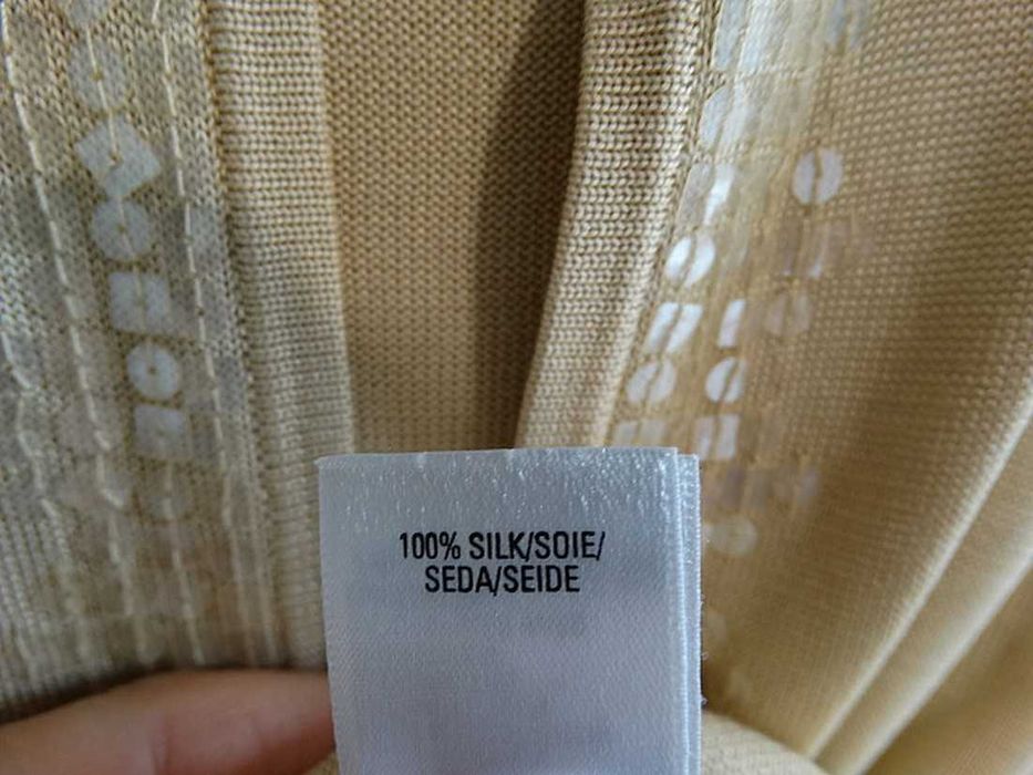 Sweter Blezer Jedwabny 100% Naturalny Jedwab Beżowy Kardigan M/L