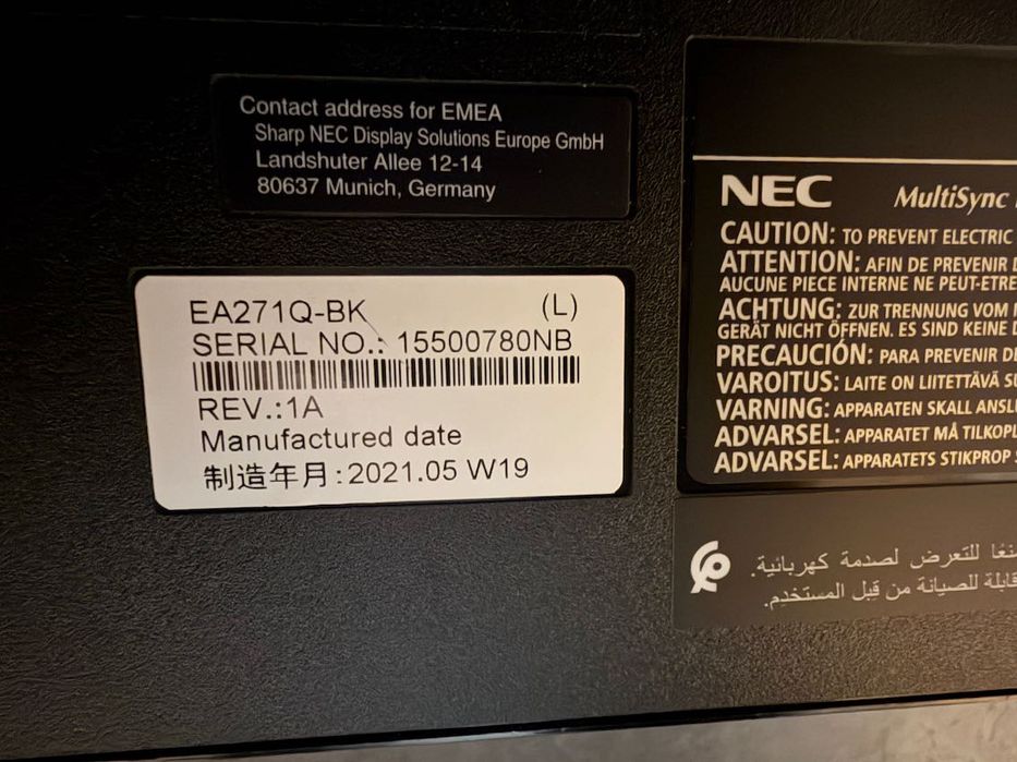 Monitor NEC MultiSync EA271Q