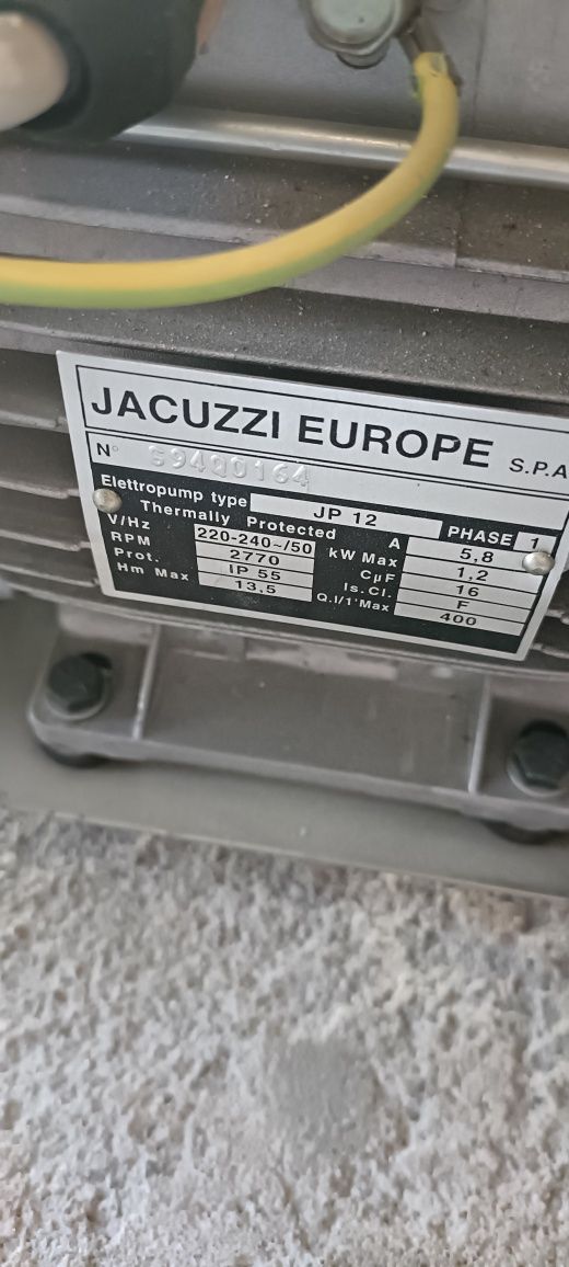 Pompa / silnik Jacuzzi Europe JP 12 – 1,2 kW – używana, sprawna