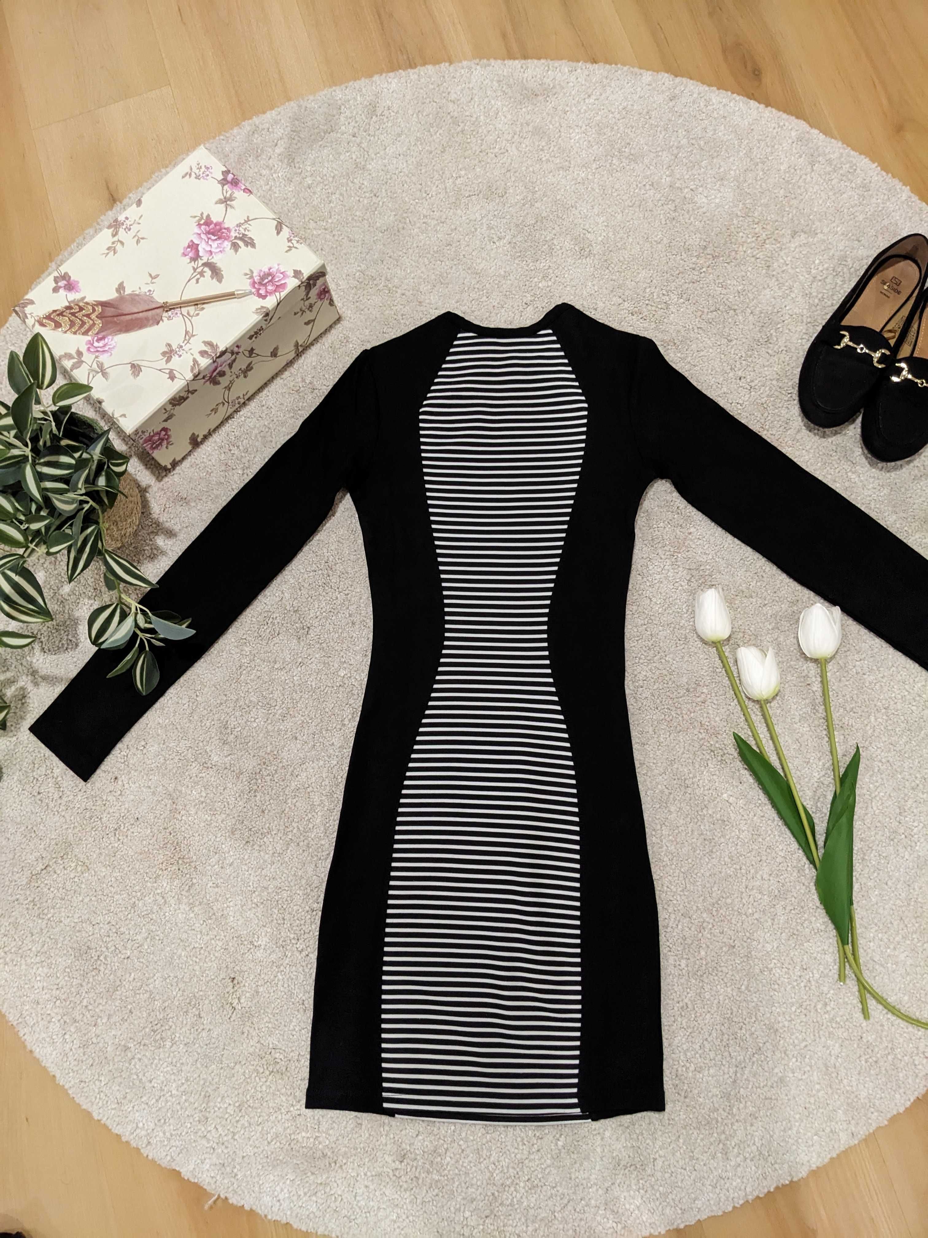 Vestido curto preto justo c/ manga comprida (nº 32-XS / H&M)