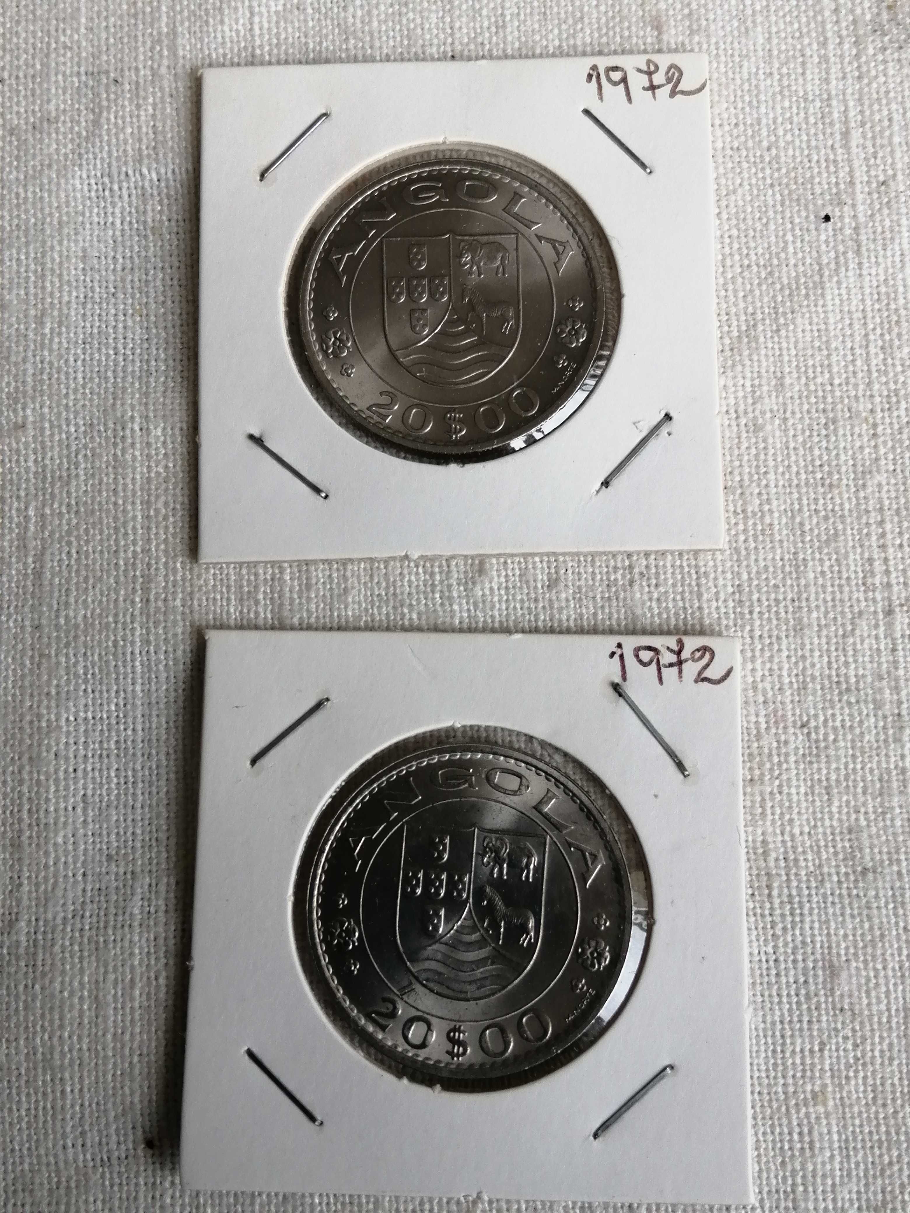 4 moedas belas de 20 escudos de Angola