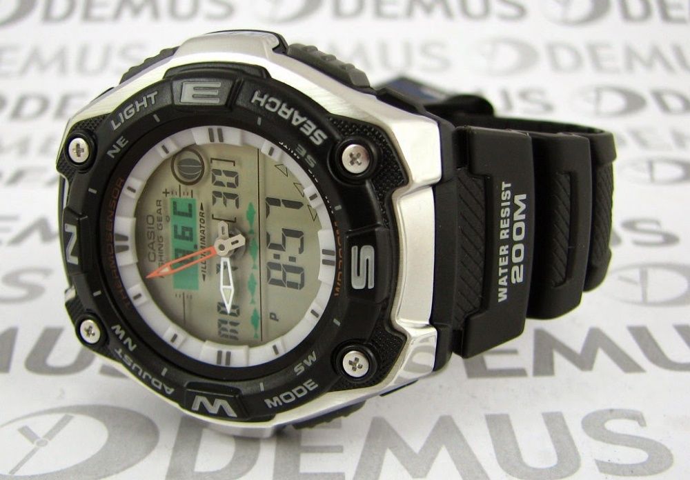 ОРИГІНАЛ :Чоловічий годинник Casio AQW-101-1AV для рибалки. Гарантія!