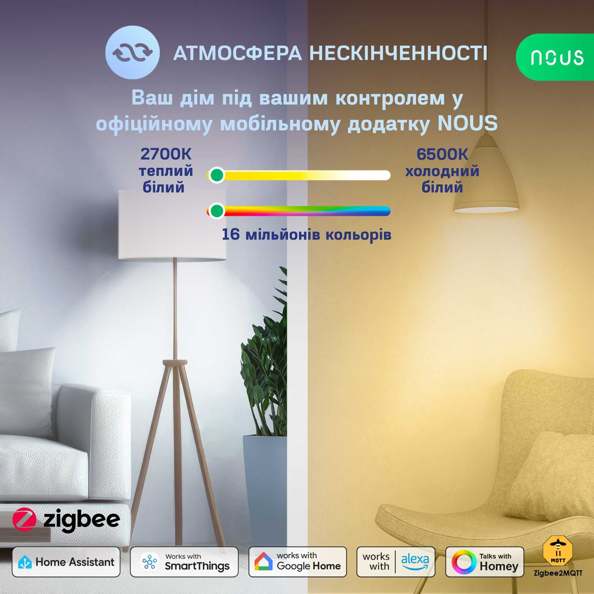Розумна лампочка NOUS P3Z Smart ZigBee Bulb RGB E27 (4 шт)