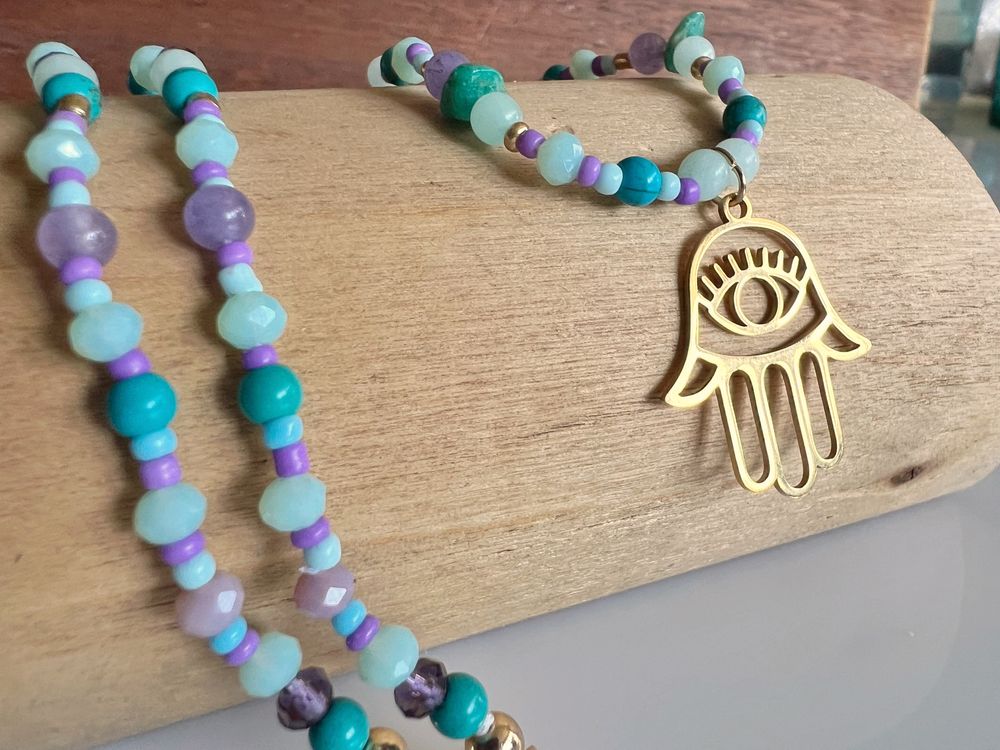 Naszyjnik handmade Hamsa Oko Proroka