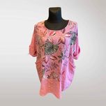 Tunika w Kwiaty Bawełna Oversize Różowy
