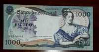 Nota 1000 Escudos de 1967 D. Maria II - número de série baixo