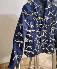 Апсайклинг пиджак блейзер оверсайз с бантиками атласные