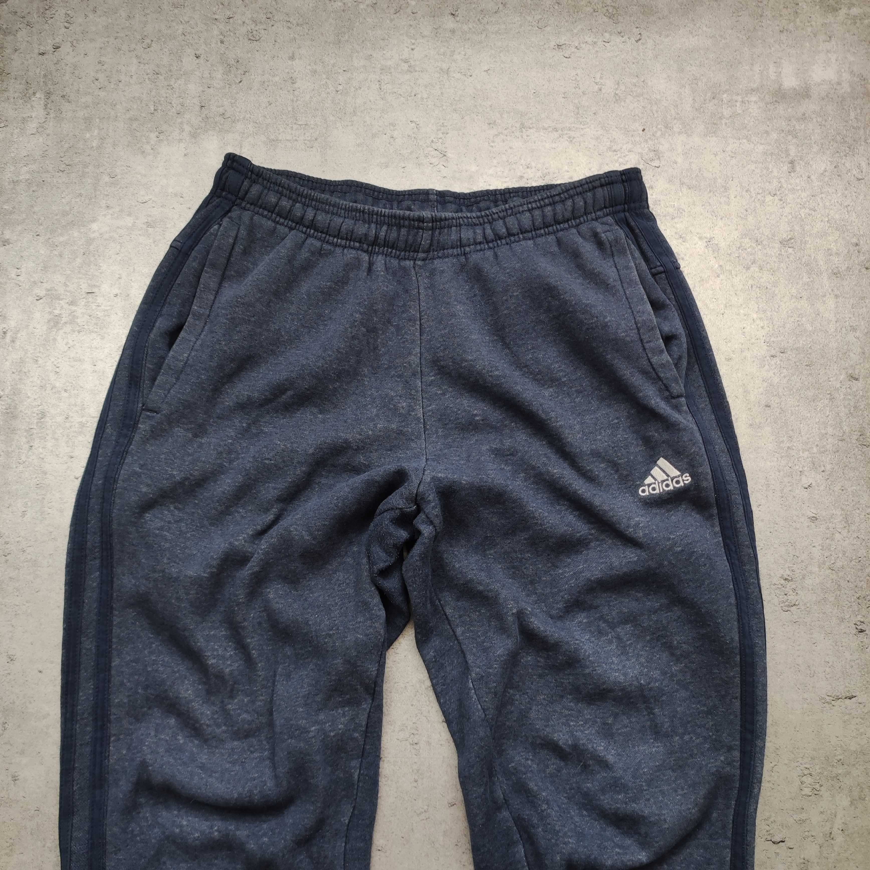 MĘSKIE Dresy Spodnie Sportowe Dresowe Bawełna Joggery Adidas Granat