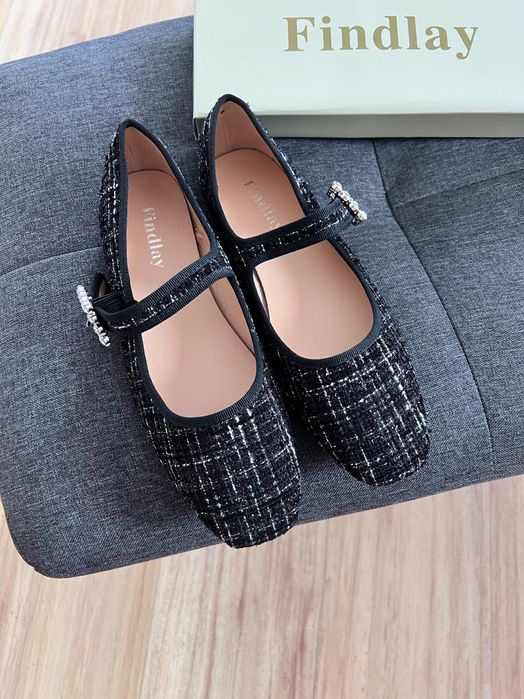 37 Sklep Nowe baleriny damskie zapinane tweedowe XP317