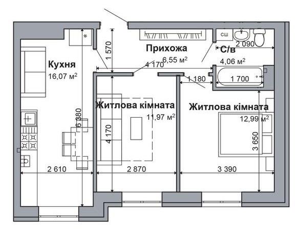 БЕЗ КОМІСІЇ ! Затишна 2 кім-на квартира готова до ремонту !!!