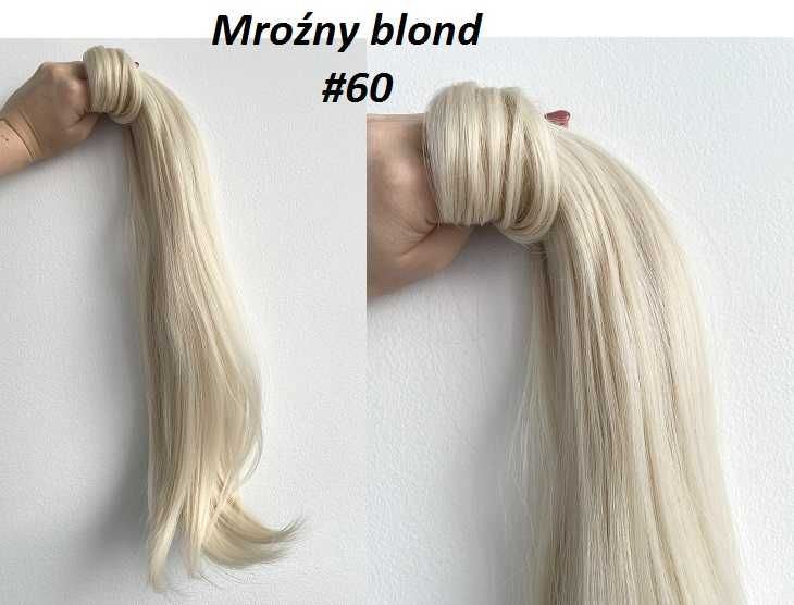 Doczepiany KUCYK kitka 60cm jak Naturalne treska MATOWE ! Jasny blond