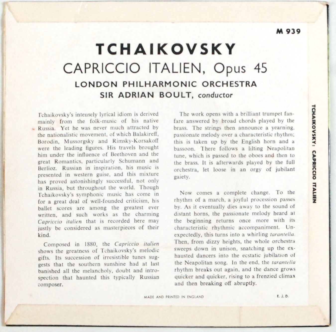 Tchaikovsky, Sir Adrian Boult – Capriccio Italien