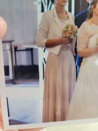 Długa suknia sukienka pudrowy róż na wesele