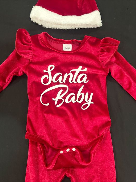 Fato Body + Calças + Gorro Natal Bebé Novo