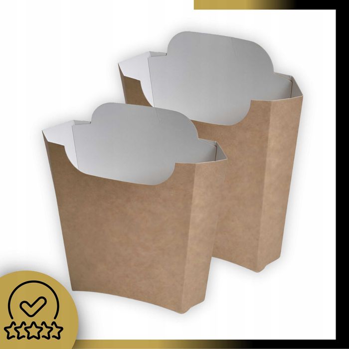 Opakowanie na Frytki Pudełko Papierowe Duże Kraft 200g 100 szt