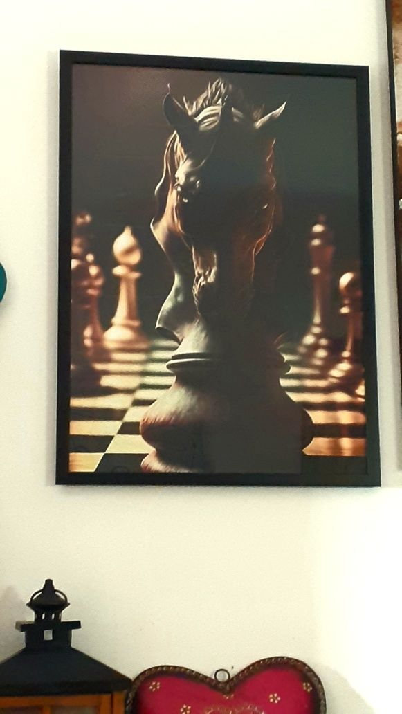 Poster impressão em tela Cavalo Xadrez 70 x 50
