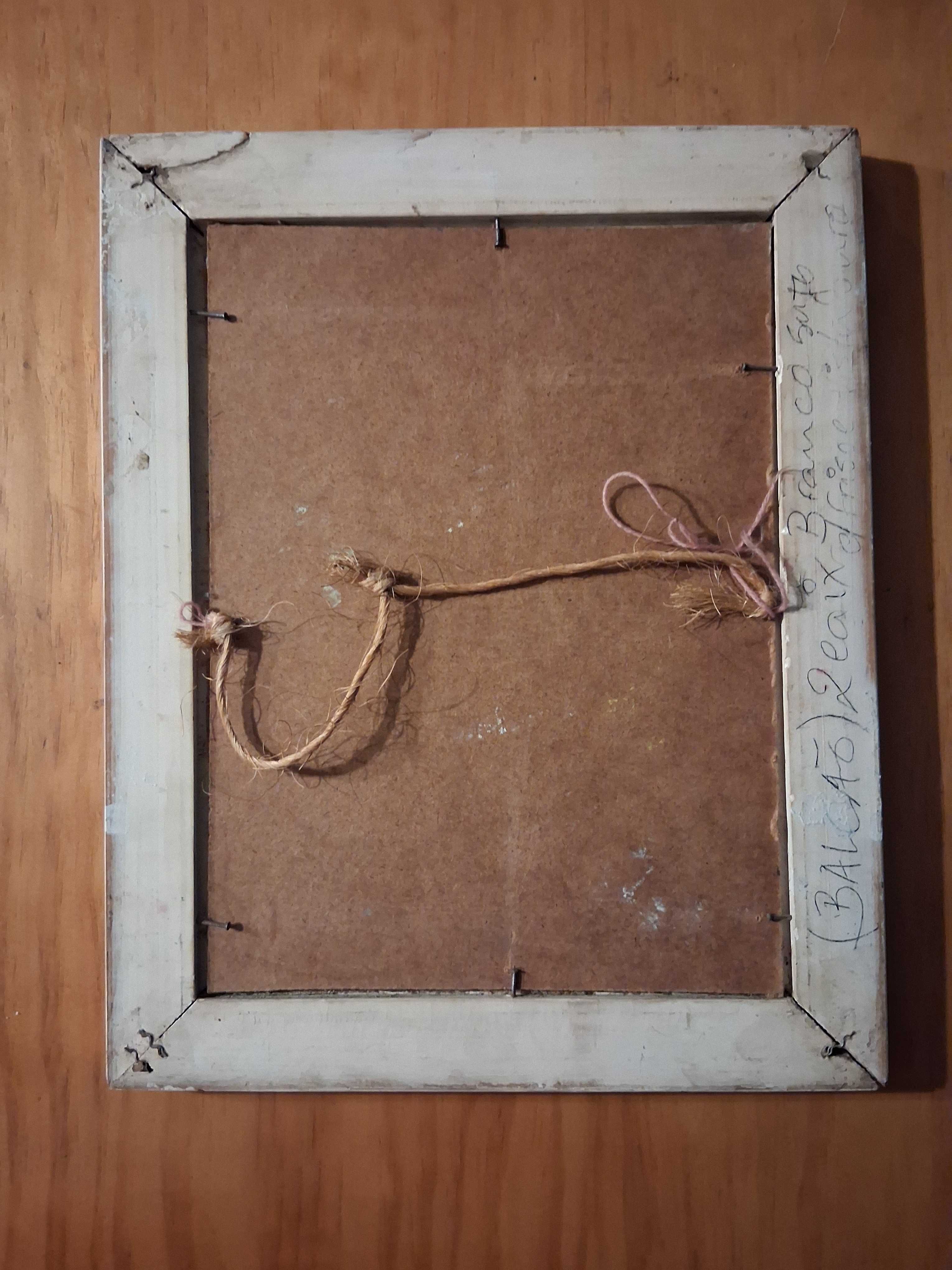 Quadro antigo, com moldura pintado à mão
