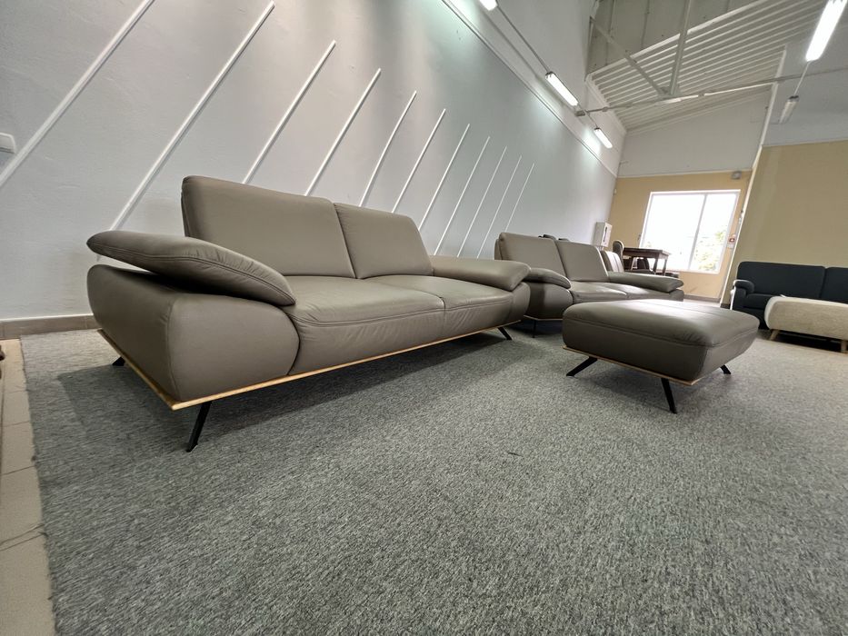 Два великі шкіряні дивани пуфік XXL шкіряні виставкові