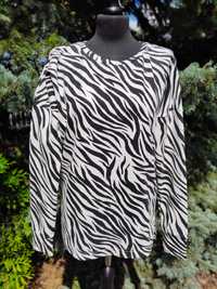 bluza bluzka tunika damska zebra czarno biała S M handmade 36 38