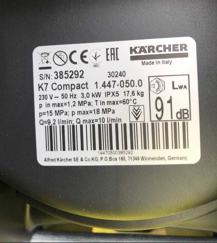 Мийка  високого  тиску Karcher k7 compact. Нова!