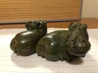 Ręcznie rzeźbiony kamienny zielony hipopotamy