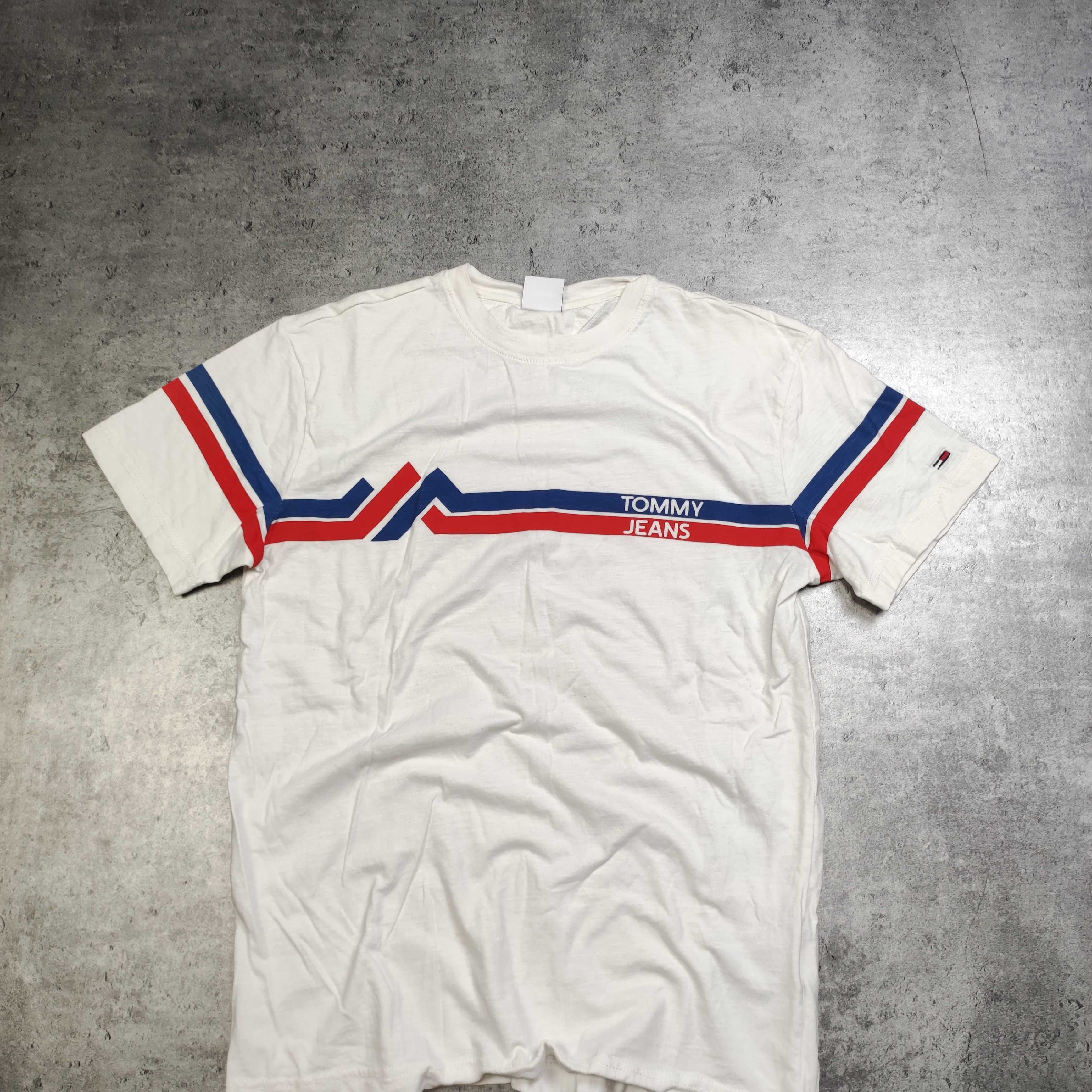 MĘSKA Koszulka Bawełna Biała Duże Logo Elegancka Tommy Hilfiger TH