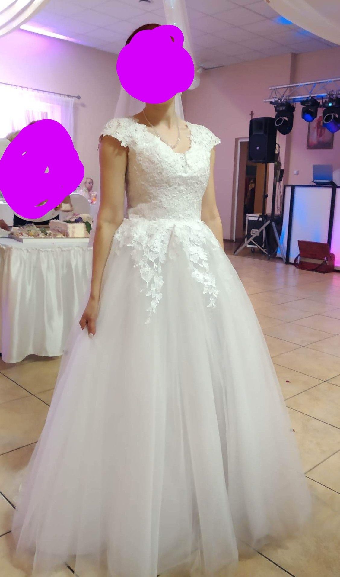 Suknia ślubna S/M biała koronkowa