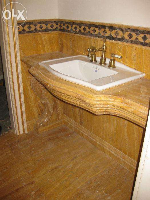 Мебель для ванной из мрамора, гранита, травертина и оникса