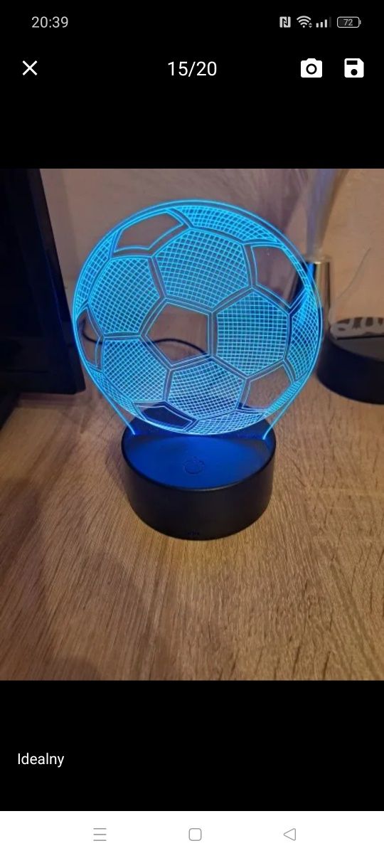 Lampka holograficzna dla chłopca, piłka nożna