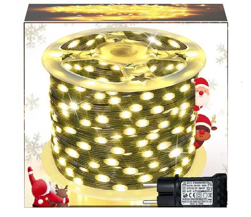 Lampki choinkowe 1000 led 100m światełka drucik ryż ciepły biały