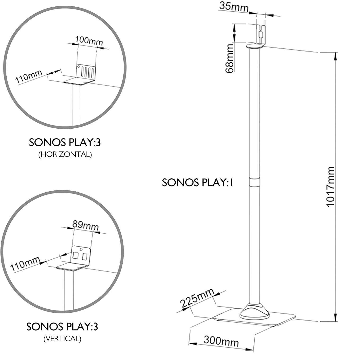 Stojak wolnostojący 1HOME z kanałem kablowym do Sonos