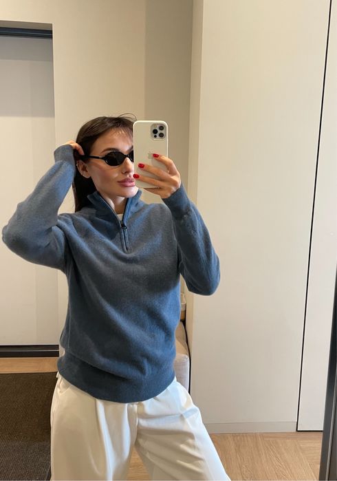 100 % кашемір zip светр S/Onesize