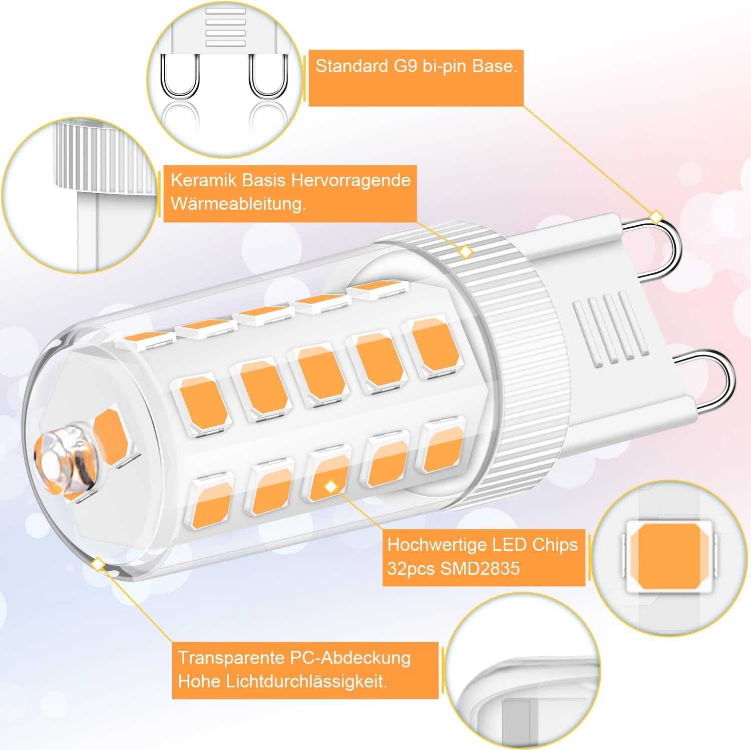 Nowe żarówki LED G9 / 4W / ciepła biel / 4szt !1073!