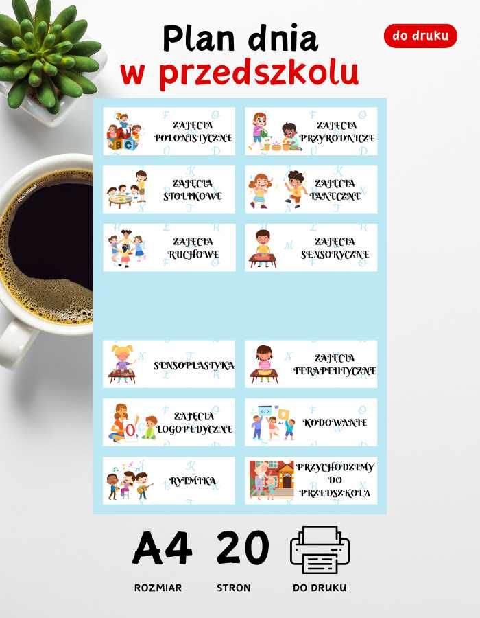 Plan dnia w przedszkolu A3 do druku