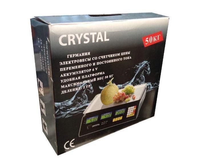 Весы электронные торговые со счетчиком цены Crystal CT-500 до 50 кг