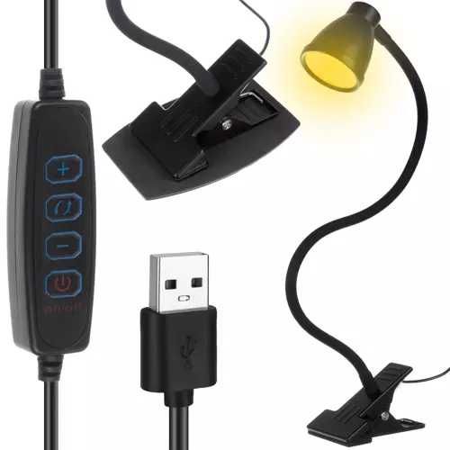 Lampka biurkowa z klipsem elastyczna LED USB