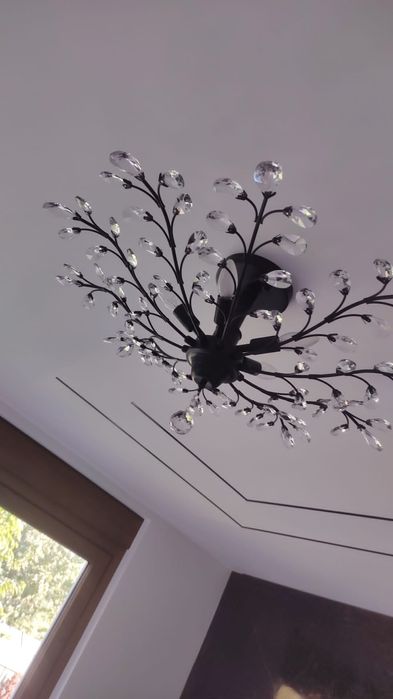 Lampa sufitowa duża czarna kryształy żyrandol