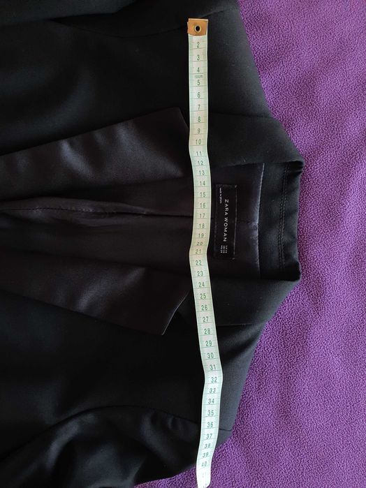 Blazer/casaco preto da Zara, com lapela acetinada, forrado, Tam S