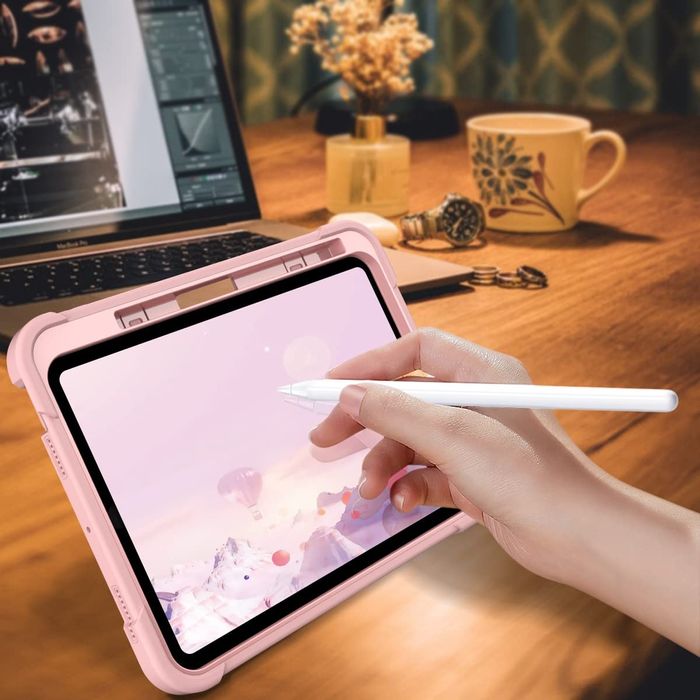 Etui do iPad Air 5/Air 4/ Pro 11 z Podstawką i Paskiem na Ramię Różowe