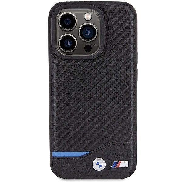 Etui BMW Leather Carbon MagSafe na iPhone 15 Pro Max - czarne