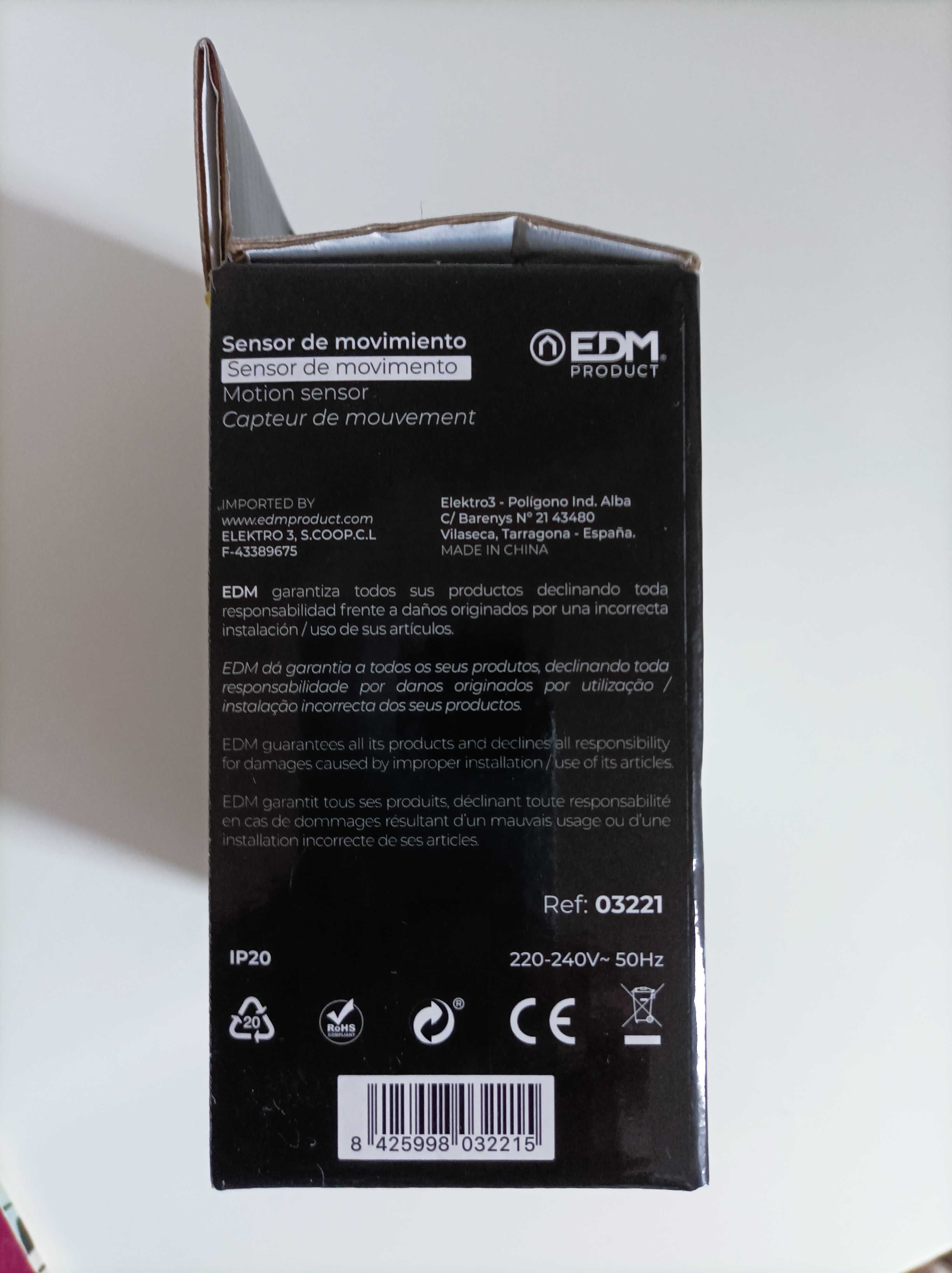 Sensor/Detector de movimento | Deteção 6m EDM