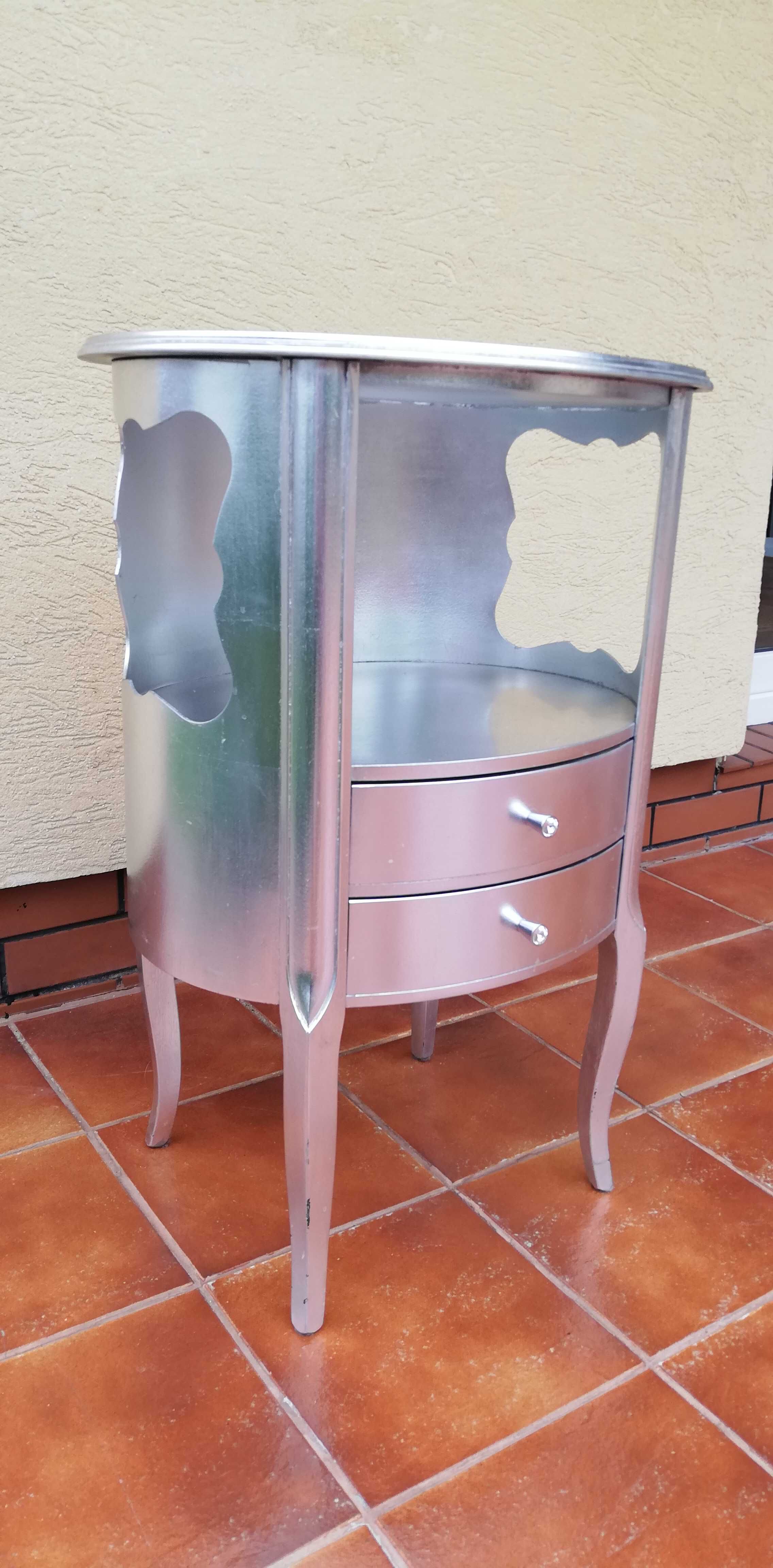 Szafka srebrna glamour stolik toaletka konsolka komoda fotel ława