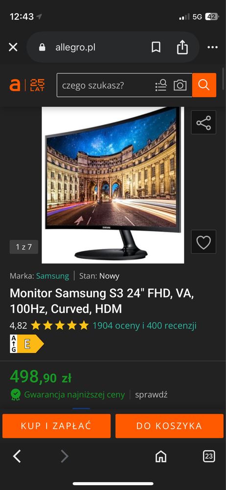 Monitor Samsung S3 24”cale