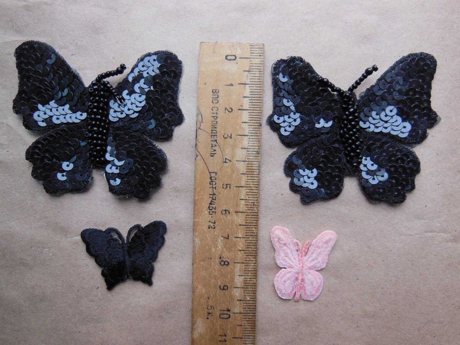 Бабочки 4 шт бисер, Стразы стеклянные на термооснове 4 уп. 400шт/3мм