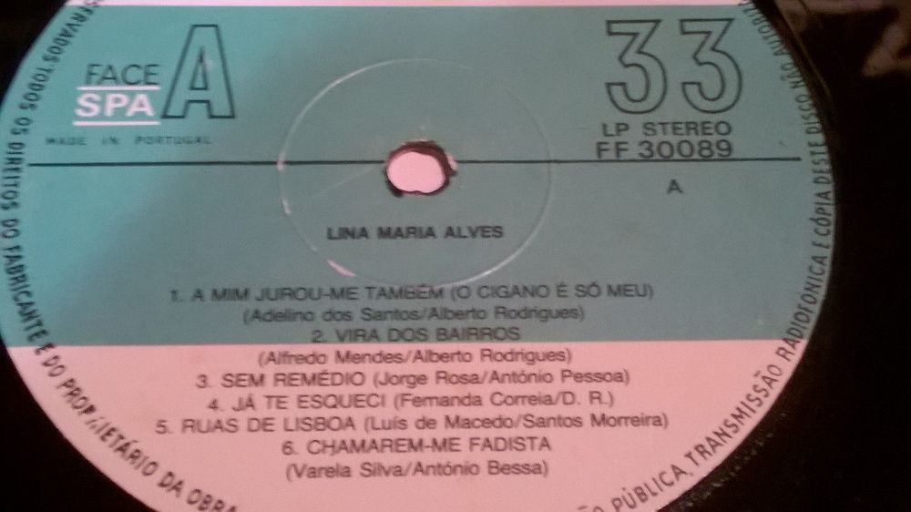 Lote Discos Vinyl - FADO - Sem Capa Original