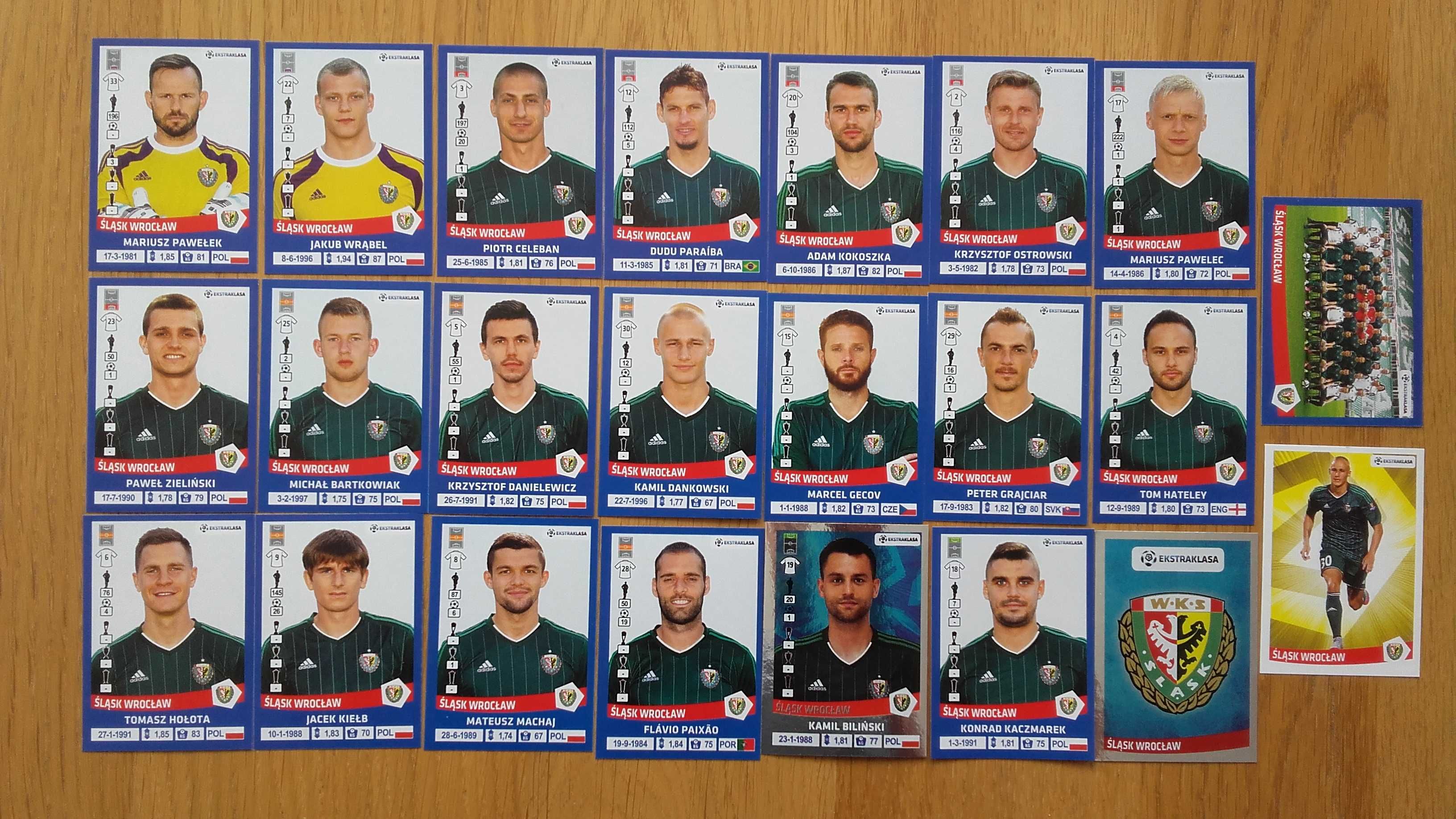 komplet śląsk wrocław ekstraklasa naklejki 2016 panini