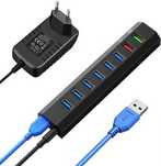USB 3.0 Hub zasilany 6 port USB 3.0 i 2 port ładowania z24W zasilaczem