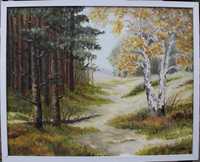 Obraz "Droga przez las" ręcznie malowany, na zamówienie