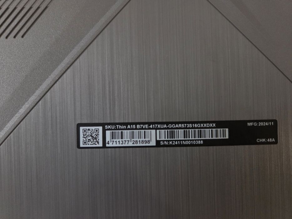 MSI Thin ноутбук A15 B7VE (B7VE-417XUA) Cosmos Gray